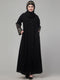 Black matt nida zari hand embroidery abaya with hijab