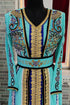 Mint firozi islamic designer embroidery kaftan israeli party wedding kaftan