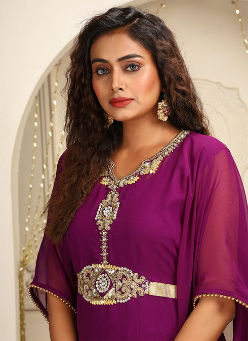 Purple designer arabic takchita kaftan