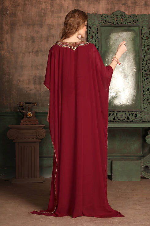 Maroon takchita kaftan