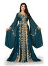 Bottle green islamic wedding designer arabic maxi hand beaded dubai ladies long sleeve moroccan arabic party wear kaftan