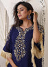 Dark blue color partywear embroidered kaftan