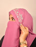 Purple luxury bridal wedding wear hijab scarf with handwork naqab
