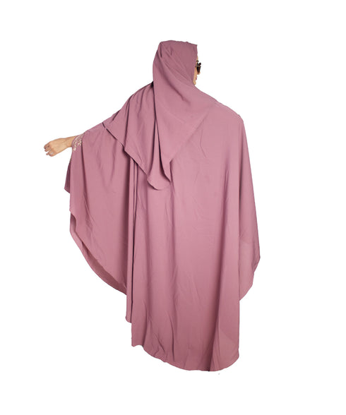 Pink embroidered crepe abaya