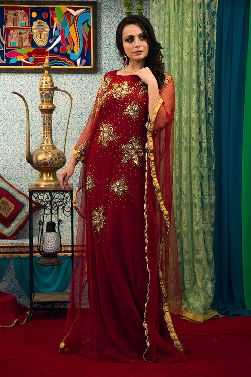 Maroon african designer kaftan