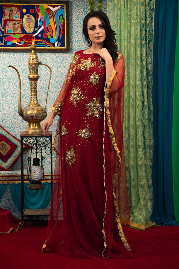 Maroon african designer kaftan