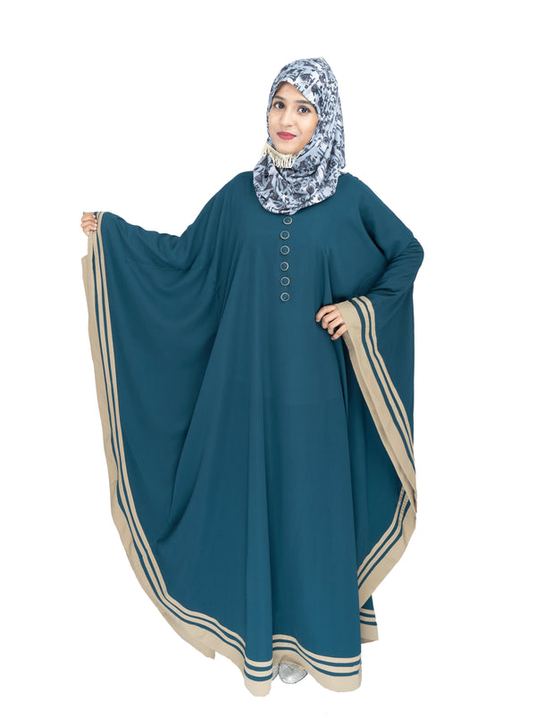 Green plain crepe abaya