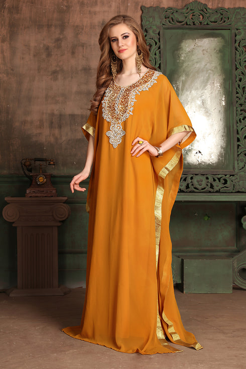 Orange georgette designer kaftan