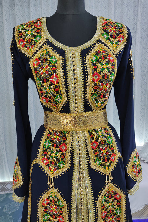 Dark blue moroccan israeli kaftan