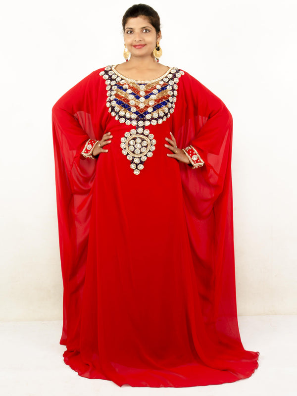 Orange embroidered georgette islamic kaftans
