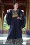 Embroidery work kaftan gray and black net brasso arabic style