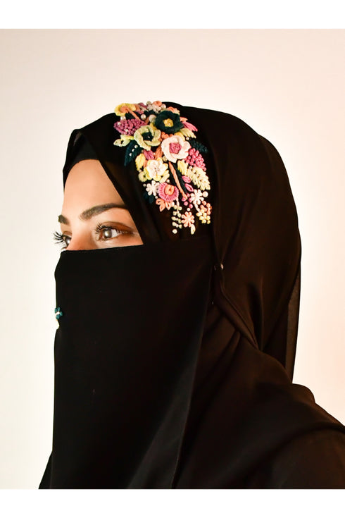 wrap my hijab embroidered hijab naqaab black