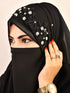 Black luxury bridal wedding wear hijab scarf with handwork naqab
