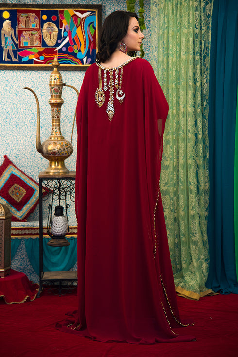 Maroon georgette israeli kaftan