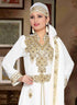 White embroidered georgette islamic kaftan