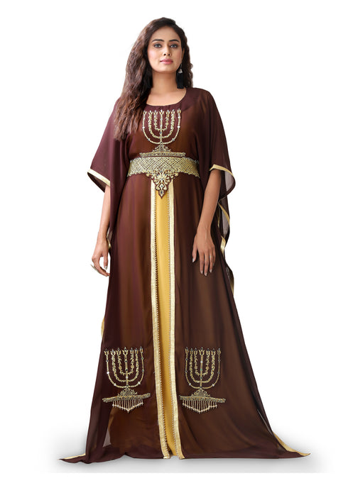Brown and Gold Wedding Kaftan for Women