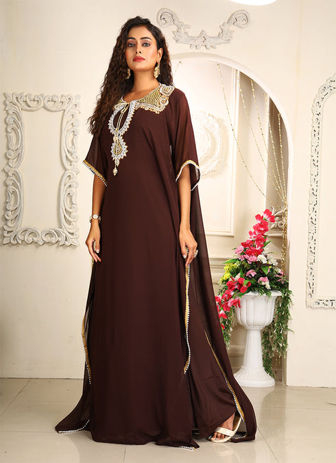 Brown designer israelite wedding kaftan