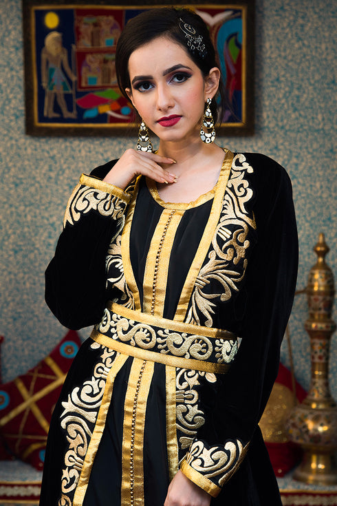 Black morrocon designer kaftan