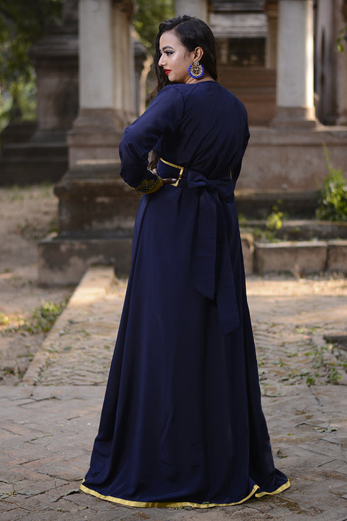 Dark blue designer party wear kaftan