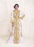 White Silk Gold Resham Embroidered Kaftan Dress