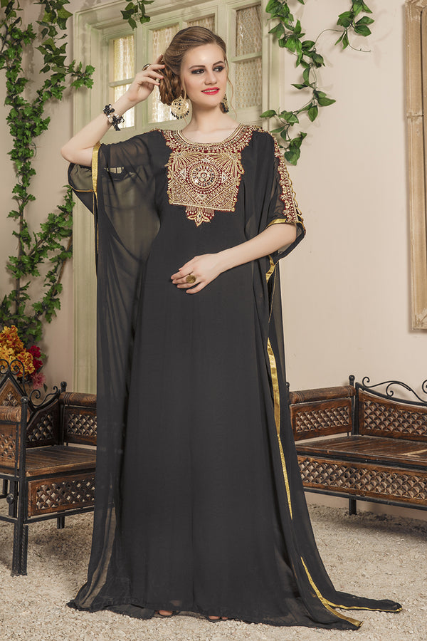 Women black israeli kaftan