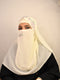 Cream luxury bridal wedding wear hijab scarf with handwork naqab