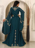 Bottle green islamic wedding designer arabic maxi hand beaded dubai ladies long sleeve moroccan arabic party wear kaftan