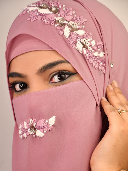 wrap my hijab lavender handwork party hijab