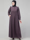 Purple waist frill cuff sleeves flare abaya with hijab