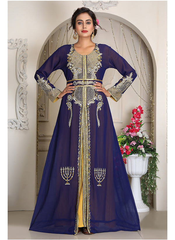 Dark blue israeli takchita party wear kaftan moroccan caftan women