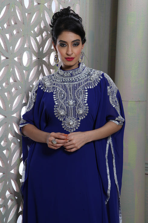 Chic blue designer hand crafted kaftan