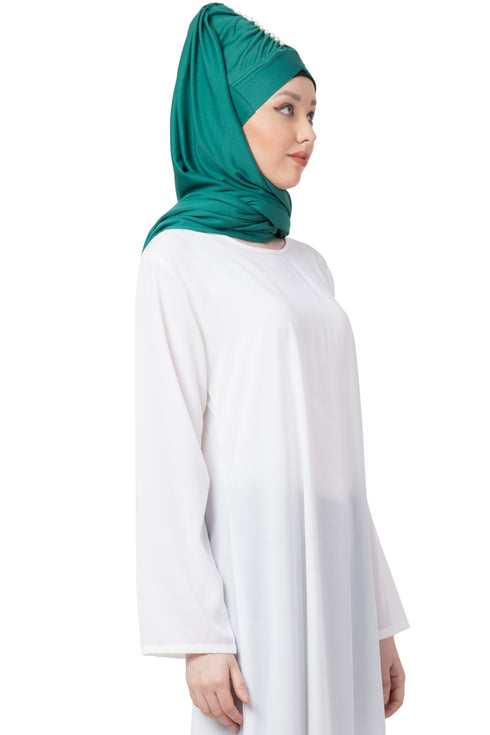 Green Embroidered Polyester Hijab