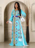 Mint green islamic designer kaftan israeli embroidery takchita party wear wedding kaftan
