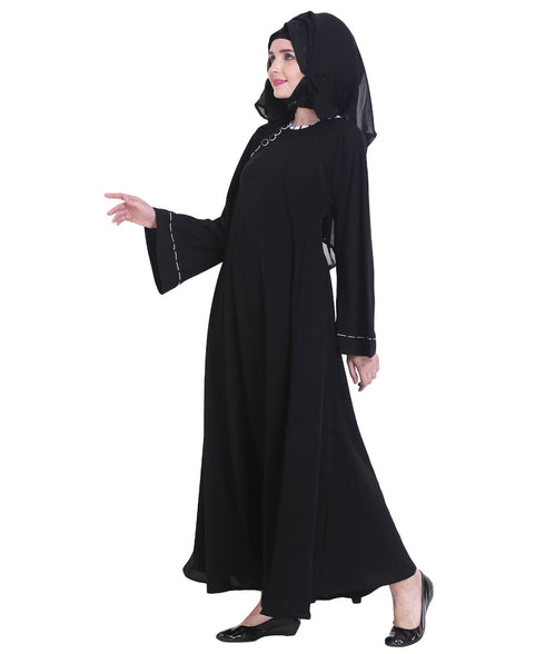 Black plain georgette abaya