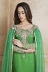 Green designer handmade arabic moroccan muslim long sleeve wedding caftan with vail