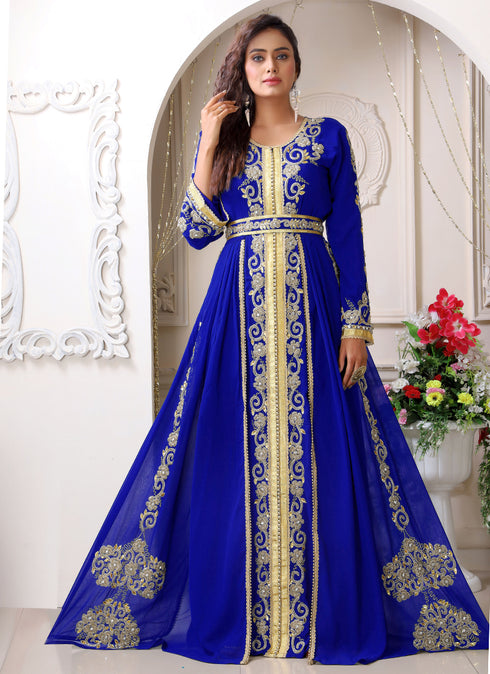 Arabic blue wedding designer moroccan kaftan