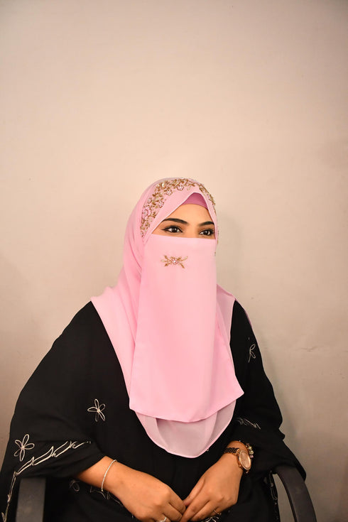 wrap my hijab baby pink bridal hijab with naqab