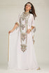 White designer islamic hand beaded takchita kaftan