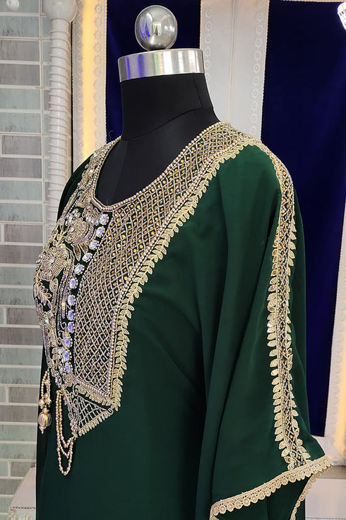 Dark green modest kaftan stylish kaftan