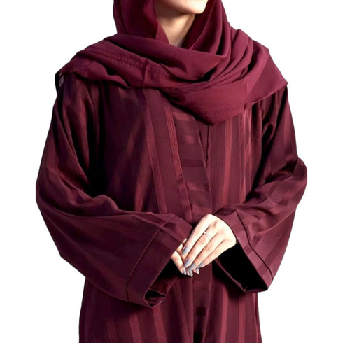 Maroon abaya with pockets and flared sleeves