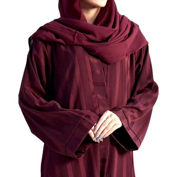 Maroon abaya with pockets and flared sleeves