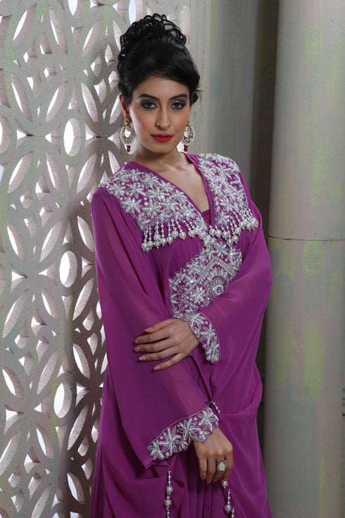 Classy purple designer butterfly kaftan