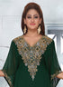 Green embroidered georgette islamic-kaftans