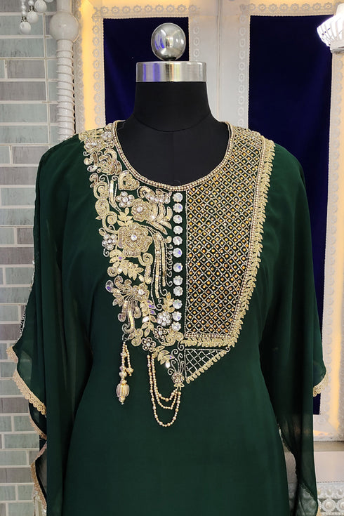 Dark green modest kaftan stylish kaftan