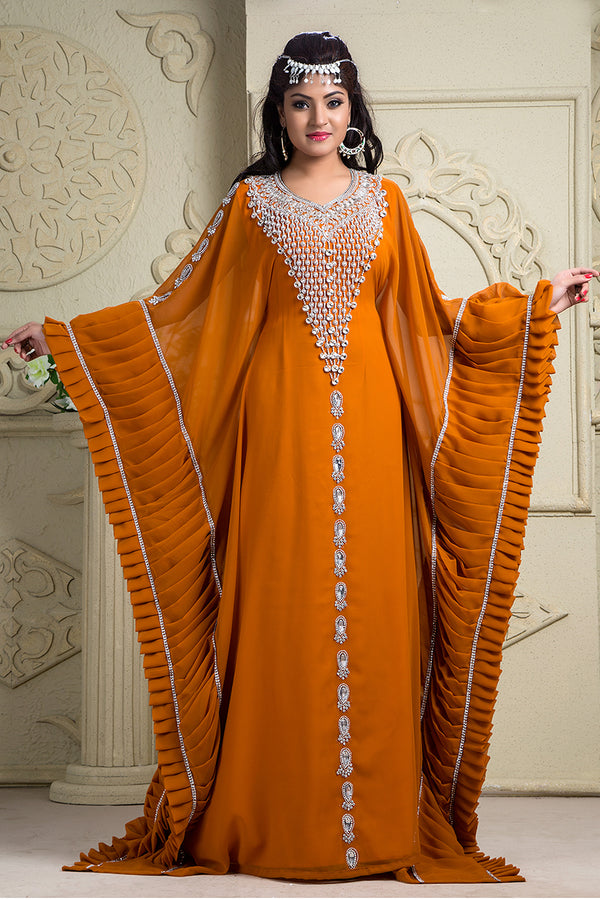 Beautiful orange designer arabic kaftan dress