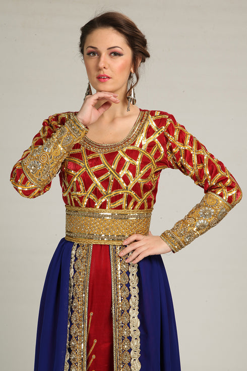 Royal blue designer islamic takchita moroccan kaftan