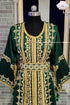 Bottle green moroccan embroidery maxi wedding kaftan