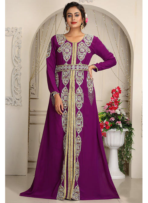Purple adorable islamic designer kaftan wedding kaftan