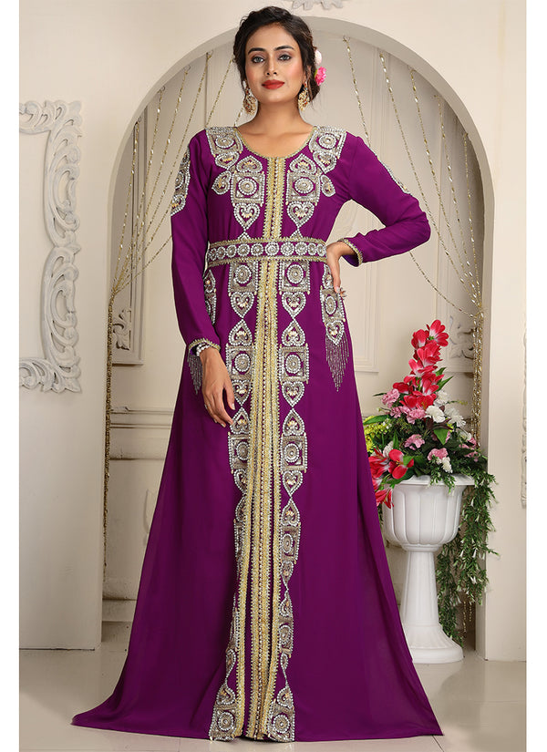 Purple adorable islamic designer kaftan wedding kaftan
