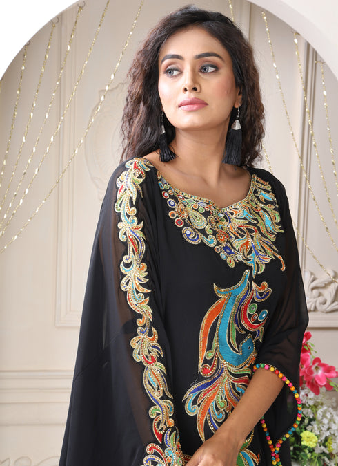 Multicolor embroidery designer islamic takchita kaftan